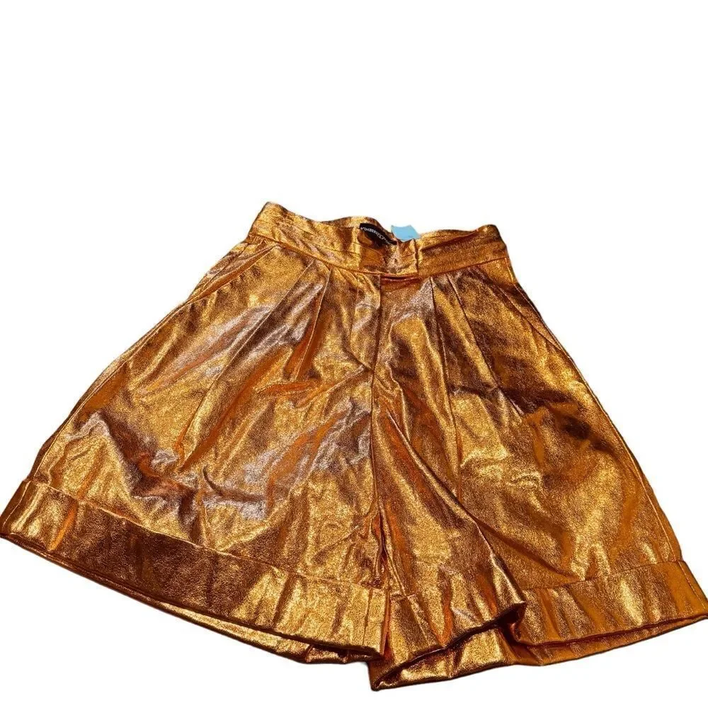 REVOLVE KIMBERLY GOLDSON LIZZIE METALLIC FAUX LEATHER SHORTS IN COPPER